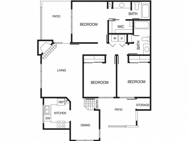 C2 3 Bed 2 Bath Floor Plan C2 3 Bed 2 Bath Floor Plan at Country Brook Apartments, Arizona, 85226